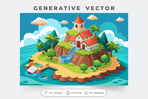 This vibrant island features a charm, a Graphic by SouravDesign