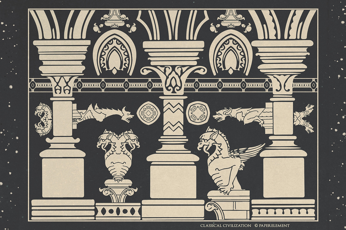 370 Classical Scene-Building Vectors, an Object Illustration by Paper Element (Photo 4 of 17)