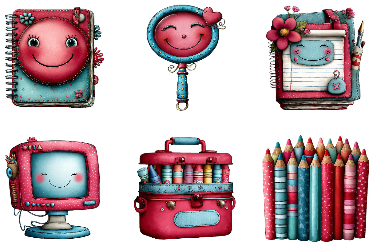 Cute School Clipart, a Seasonal Illustration by CreationArt (Photo 3 of 5)