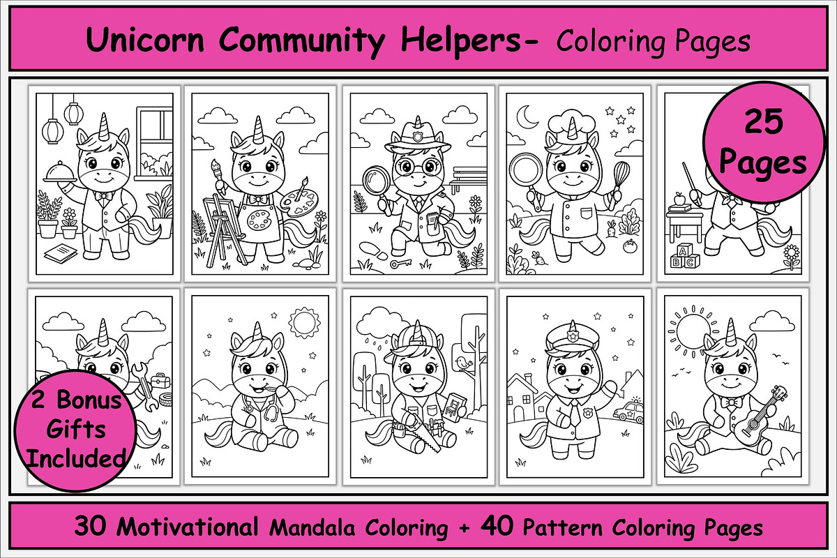 Unicorn at Work Coloring Book, an Animal Illustration by Lamia Emad (Photo 1 of 5)
