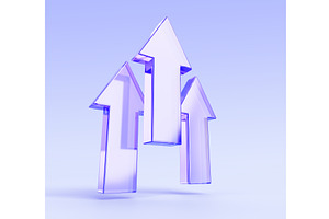 Hologram 3D glass arrows growing up, a Finance Illustration by Marozhkastudio