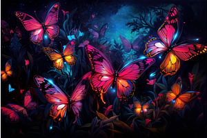 Peaceful Butterflies Night Flight