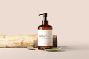 Amber Glass Pump Bottle Mockups, a Cups & Container Mockup by pmvch (Thumbnail 4 of 10)