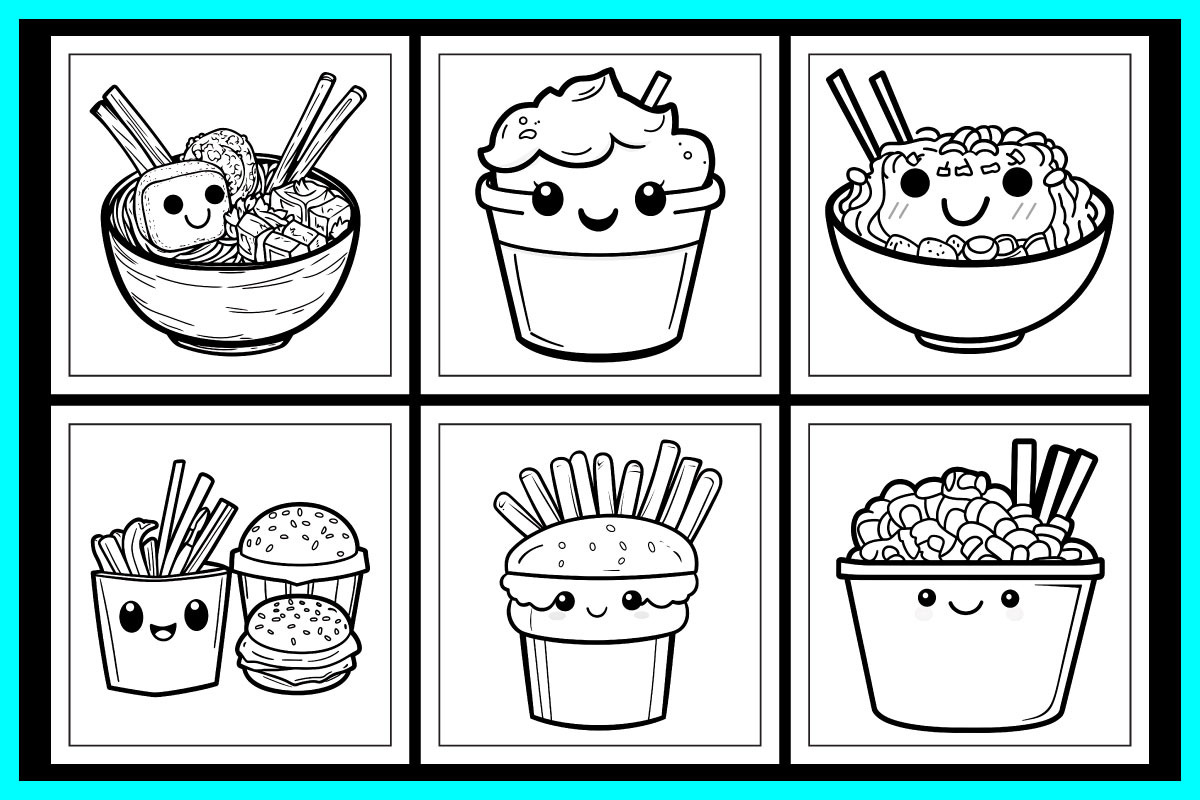Kawaii Food Coloring Pages, a Food Illustration by protabsorkar11 (Photo 4 of 7)