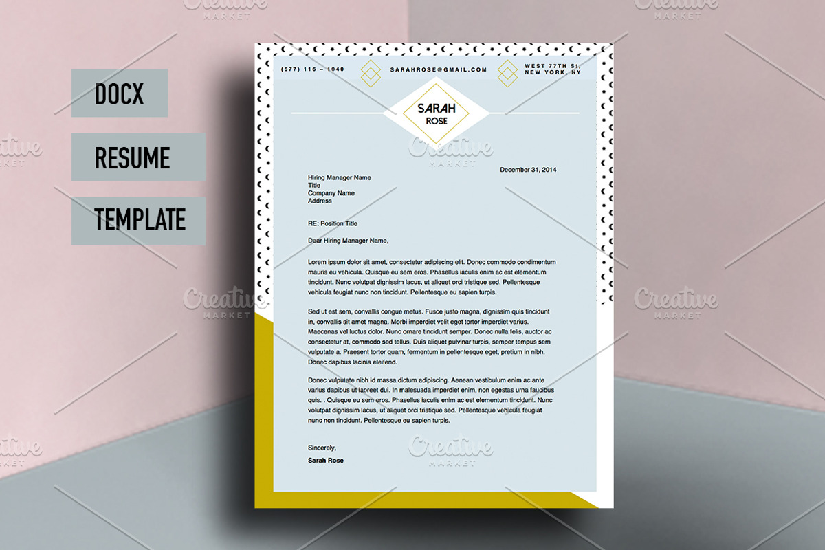 Sarah Rose Beautiful Resume Template, a Resume Template by Stand Out Shop (Photo 2 of 3)