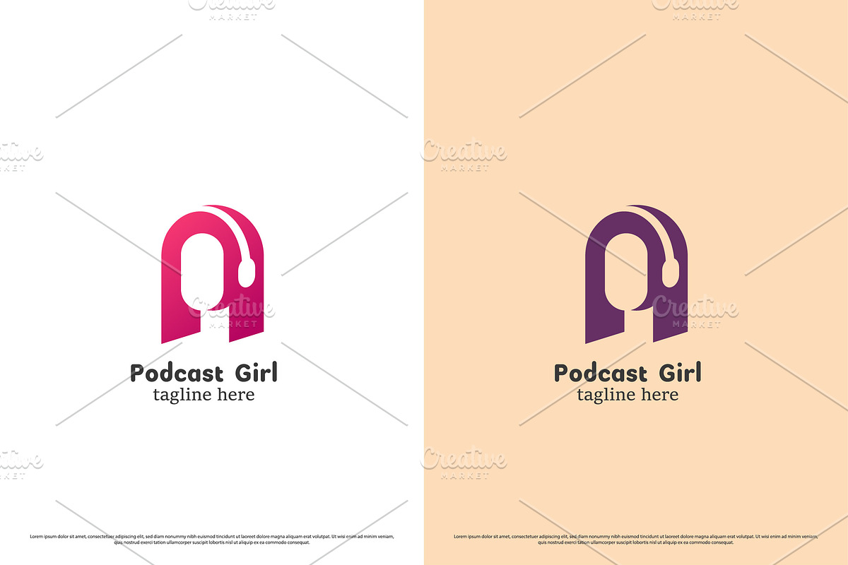 Music Girl Logo Design Illustration, a Branding & Logo Template by Morvana Crew