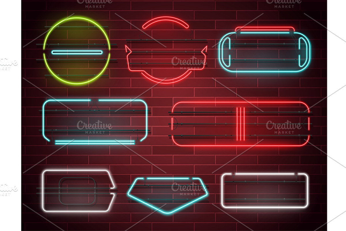 Realistic empty neon frames and, an Illustration by Vectorbuum