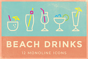 Beach Drinks Icons, an Outline Icon by Ben Buysse (Thumbnail 1 of 3)
