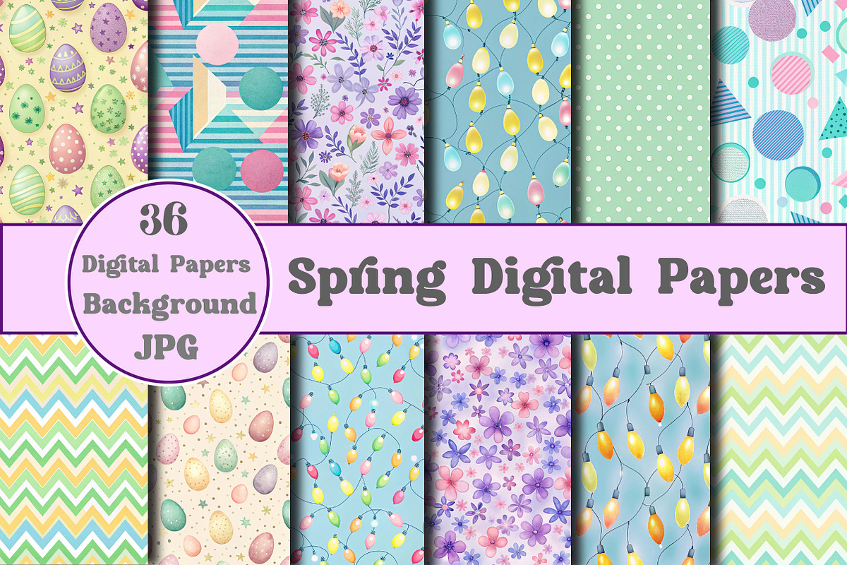 Spring Digital Papers Seamless, a Pattern Graphic by Wow Magic