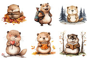 Cute Beaver Clip Art, Woodland Anima, an Illustration by Watercolor design (Thumbnail 3 of 5)