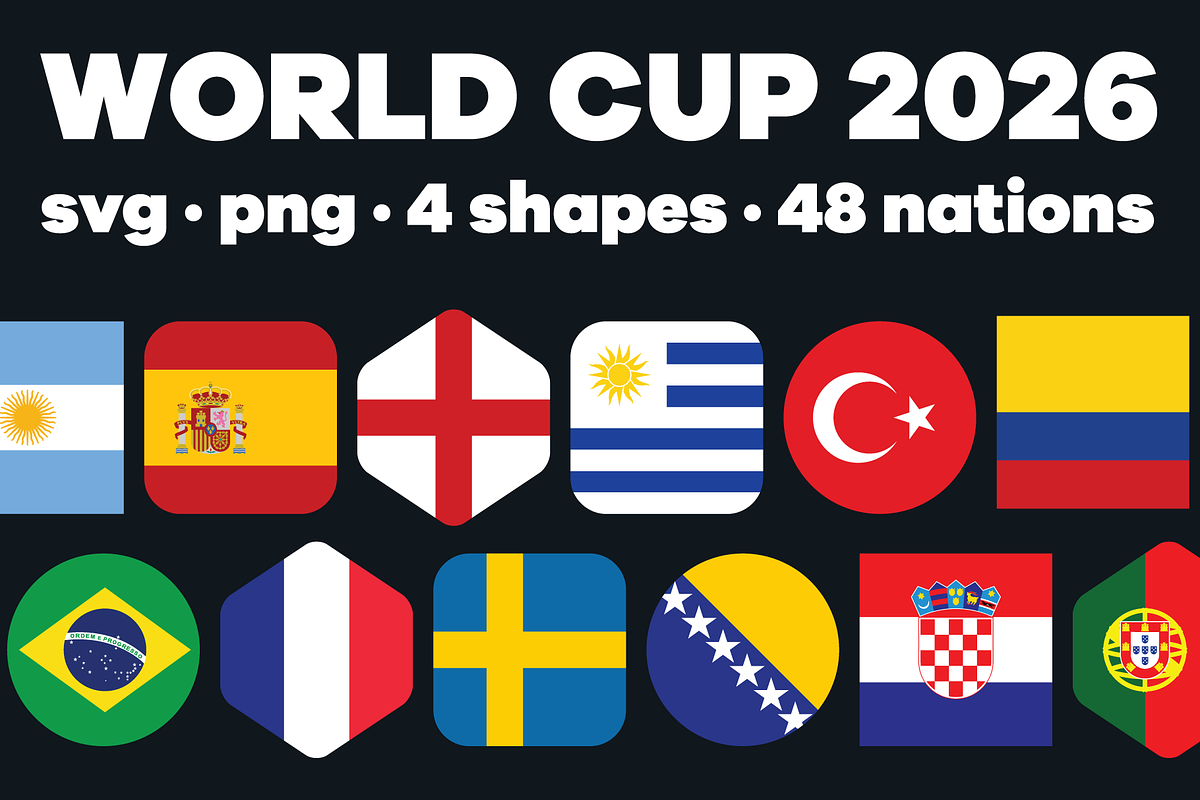 World Cup 2026 - Football Icon Flags, a Solid Icon by bvcreates (Photo 1 of 5)