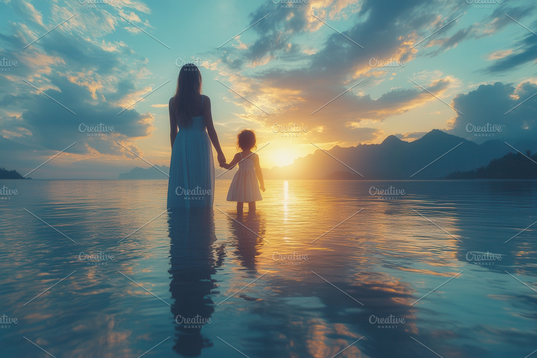 Mother and child standing together b, a Photo by Tanuart