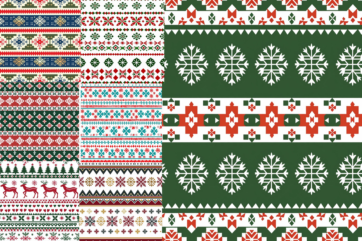 Fair Isle Nordic Christmas Patterns, a Pattern Graphic by Pattern Whimsy (Photo 3 of 8)