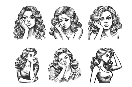 thoughtful and emotional women, a Person Illustration by AlexArt