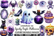 Spooky Purple Halloween Clipart, an Illustration by Craft Nest (Thumbnail 1 of 6)