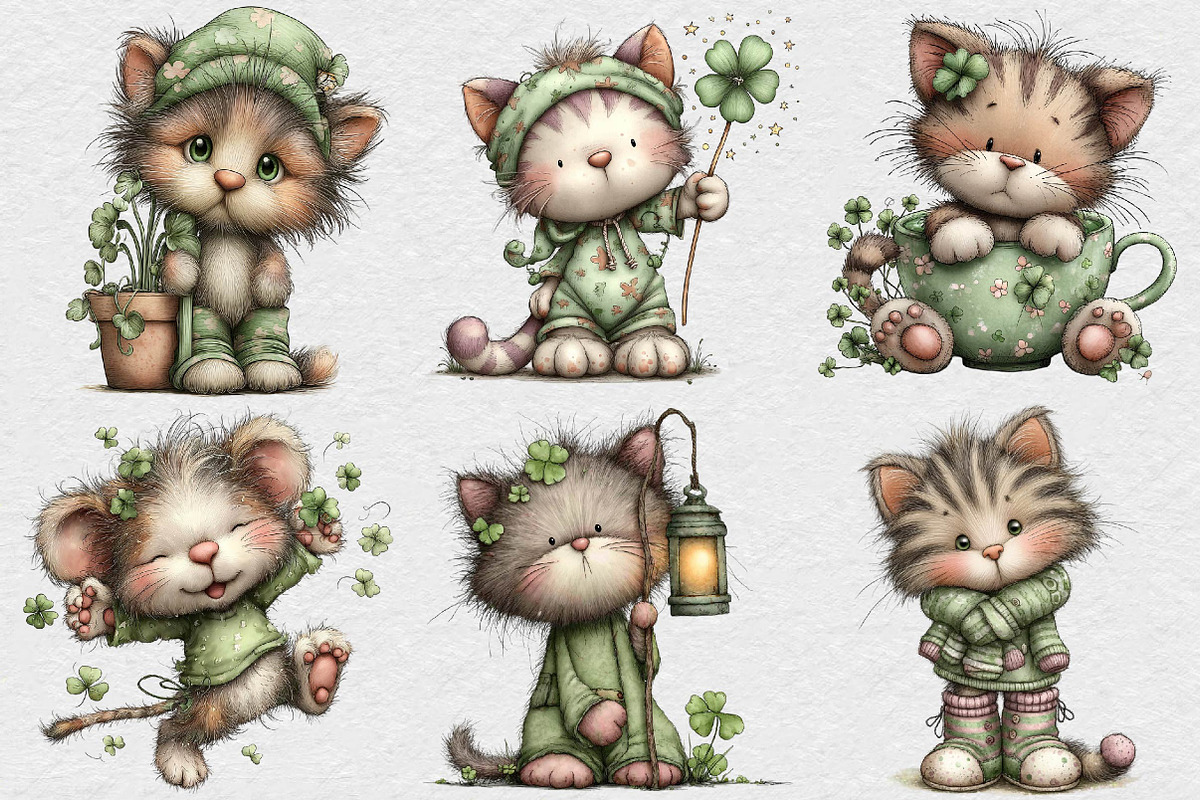 Whimsical St Patrick’s Day Cat PNG, an Illustration by DreamCafeArt (Photo 4 of 7)