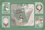 Christmas Geese - vintage set, a Pattern Graphic by DigARTbyHavroshka (Thumbnail 6 of 9)