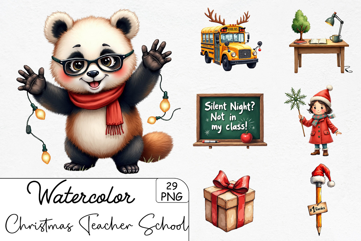 Christmas Teacher Clipart School Png, an Illustration by CrexoraLab (Photo 1 of 5)