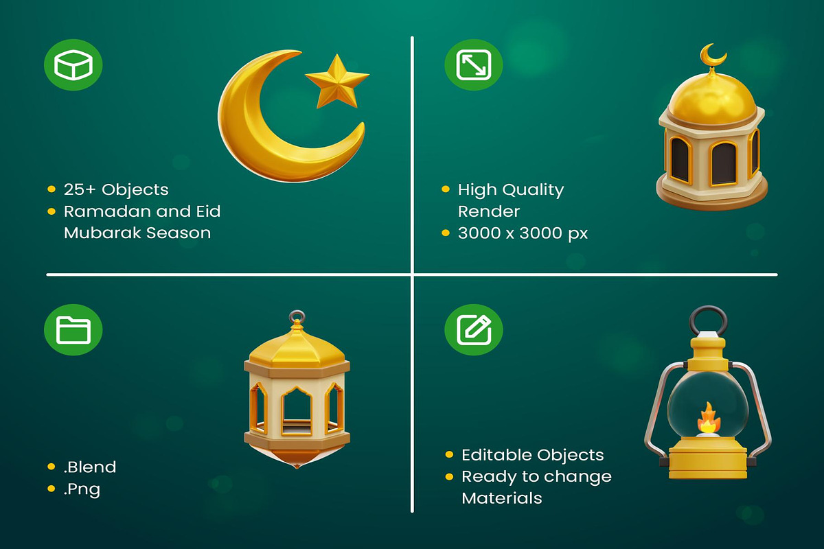 Ramadan and Eid Mubarak 3D Icons, an Object Illustration by Lumina_ui_ux202 (Photo 2 of 6)