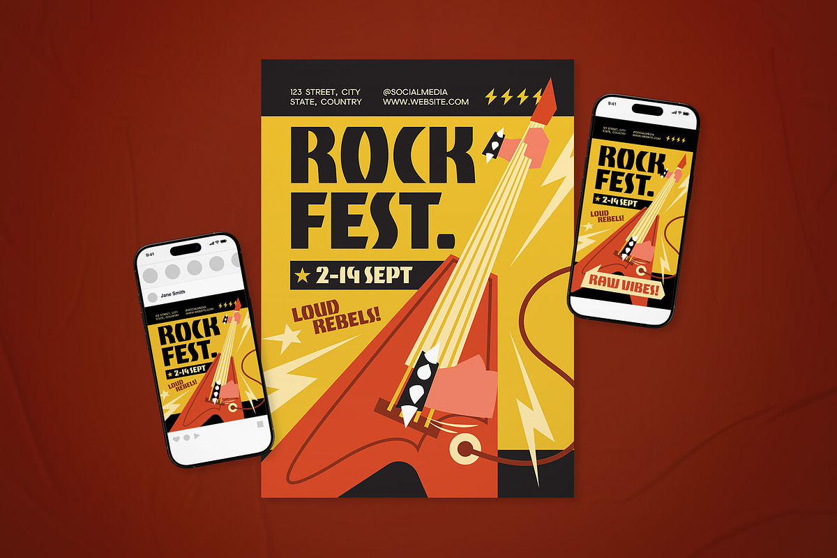 Rock Festival Event Flyer Set, a Flyer Template by The Good Store (Photo 1 of 2)
