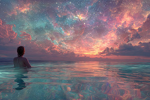 Woman in Dreamy Ocean Sunset, a Person Photo by Ales Munt