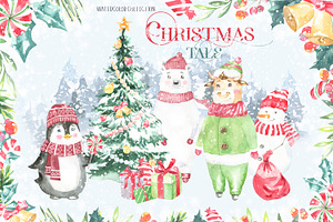 Christmas Tale Watercolor Clipart