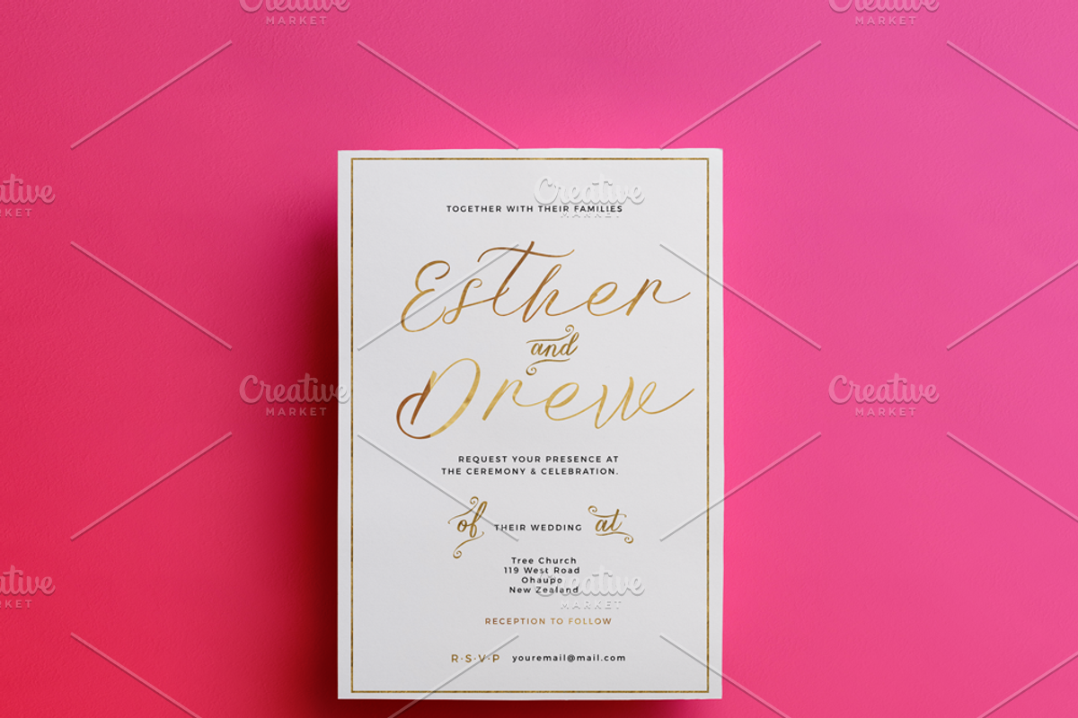 Gold Foil Wedding Invitation, an Invitation Template by Kreativity13
