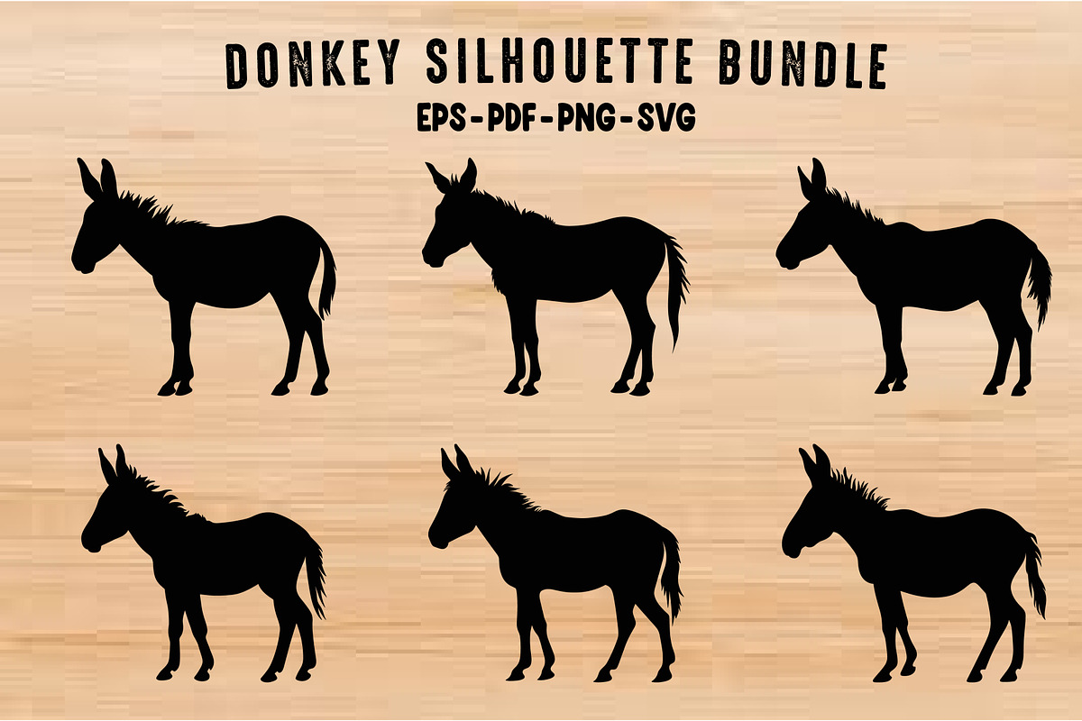 Donkey Silhouette Vector Art Set, an Animal Illustration by Gfx Expert Team (Photo 1 of 3)