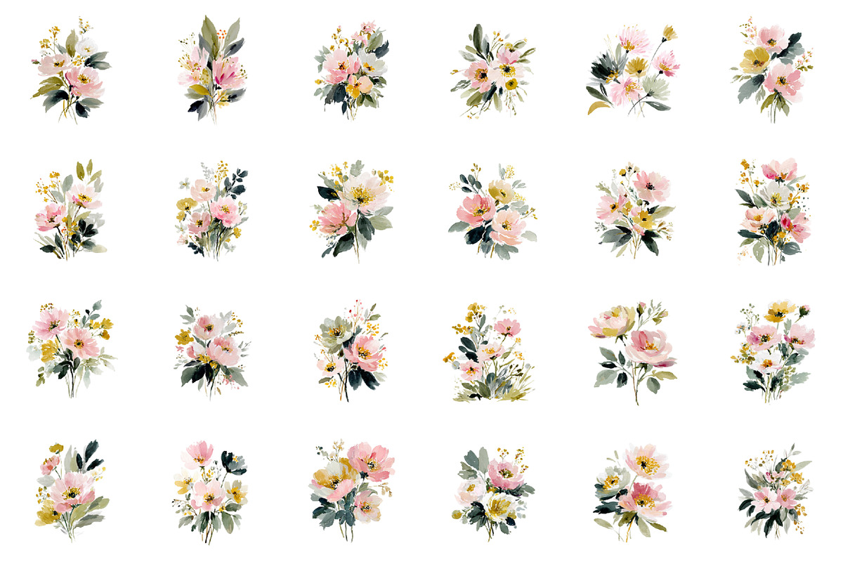 summer garden watercolor clipart, an Illustration by DreamCafeArt (Photo 2 of 8)