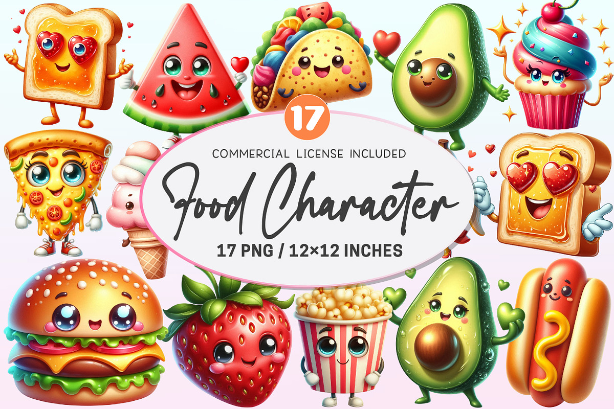 Watercolor Food Character Clipart, a Graphic by CitraGraphics (Photo 1 of 4)