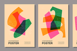 Set Of 15 Posters Riso Effect