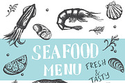 Vintage vector seafood set, a Graphic by SHom (Thumbnail 2 of 6)