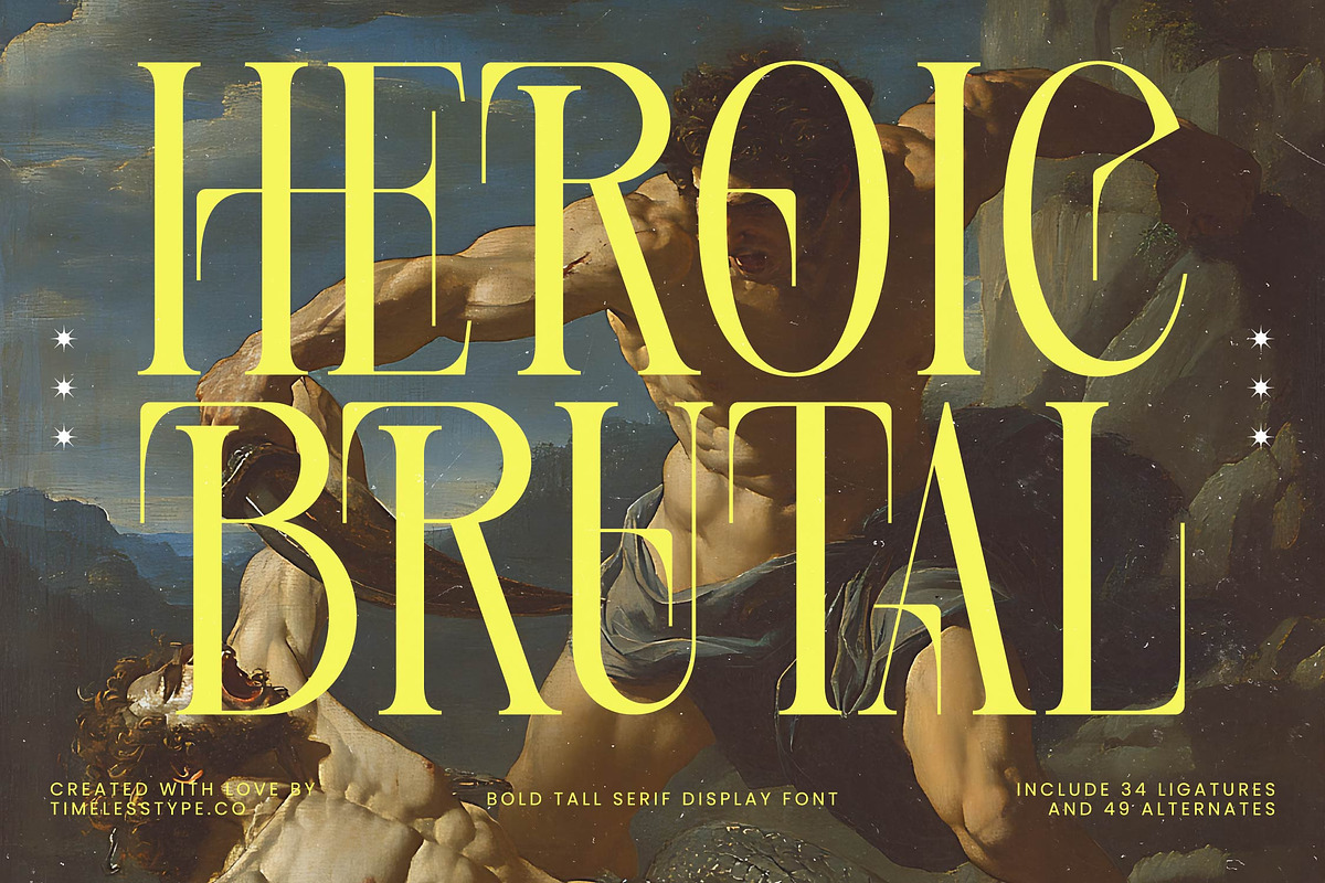 Heroic Brutal Bold Tall Serif, a Serif Font by timelesstype.co (Photo 1 of 20)