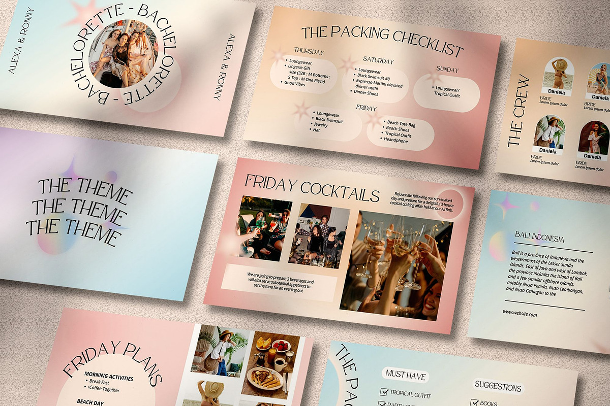Retro Bachelorette Itinerary Canva, a Presentation Template by SKY CREATION (Photo 2 of 7)
