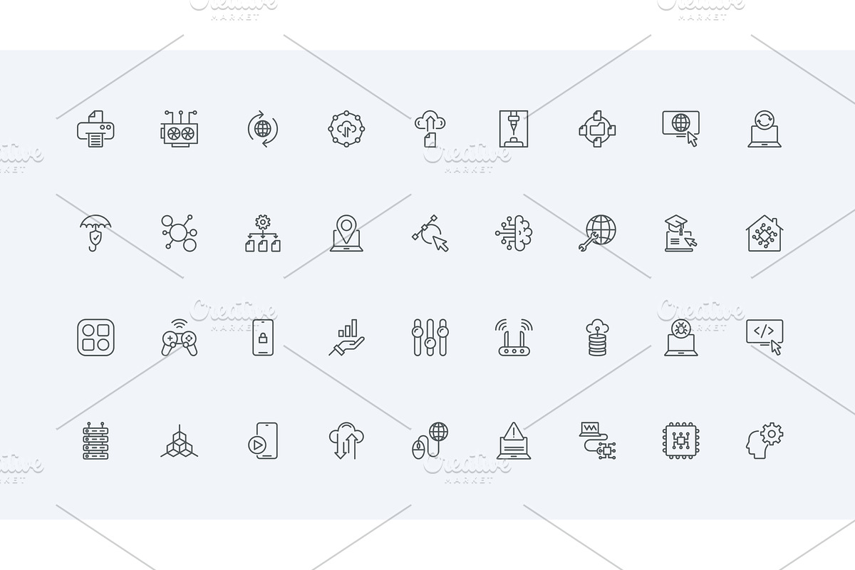 Information technology data icons, a Technology Illustration by Lemberg Vector