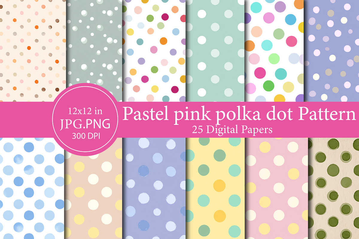 Pastel pink polka dot Pattern, an Illustration by Designworld (Photo 1 of 4)