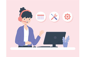 support call center, a Person Illustration by studiogstock