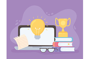 education laptop and books, an Education Illustration by studiogstock