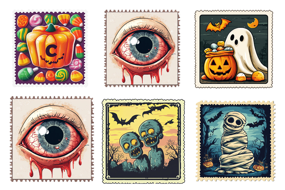 Cute Halloween Postage Clipart, an Illustration by SinaCreation (Photo 3 of 7)
