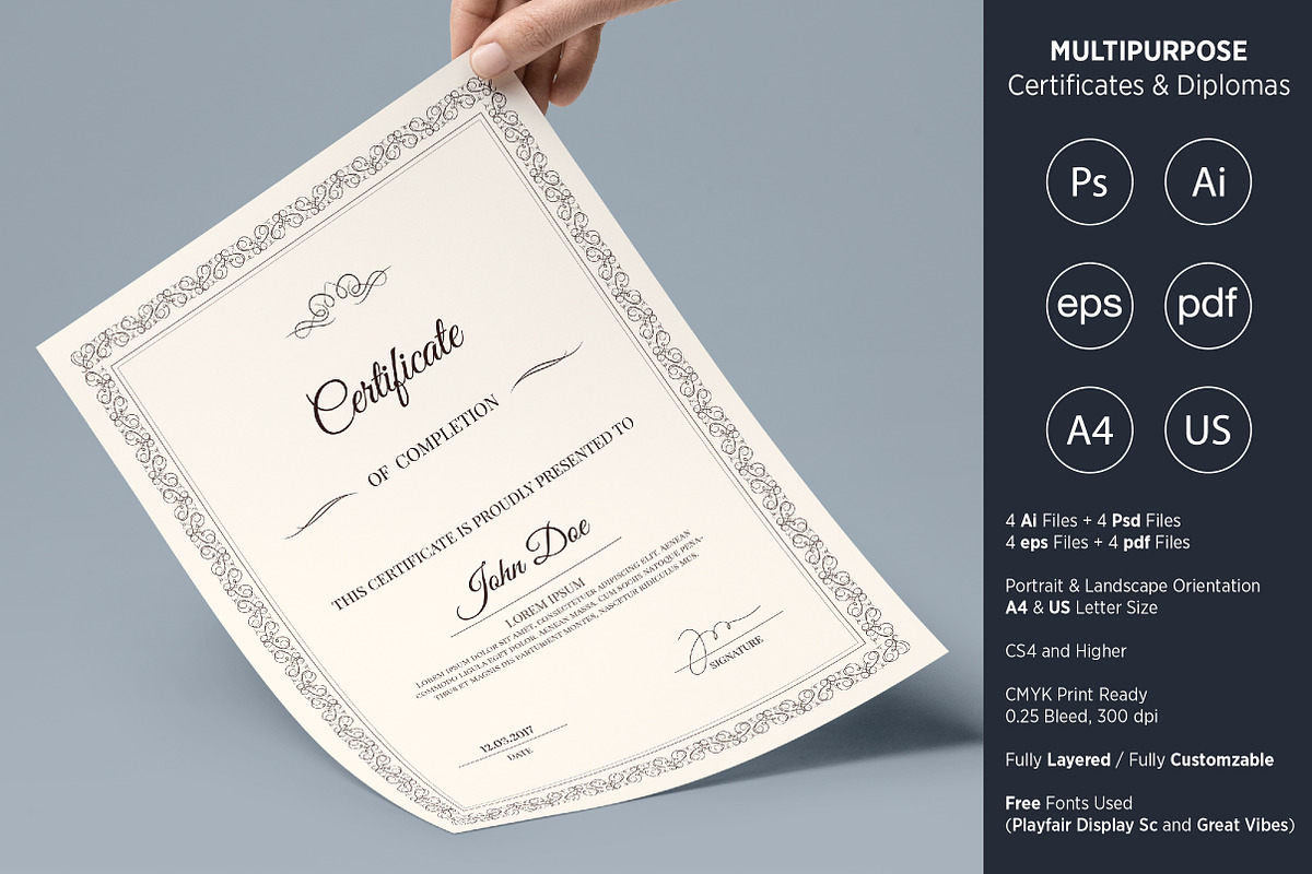 Multipurpose Certificates & Diplomas, a Stationery Template by Studio Nordic (Photo 1 of 2)