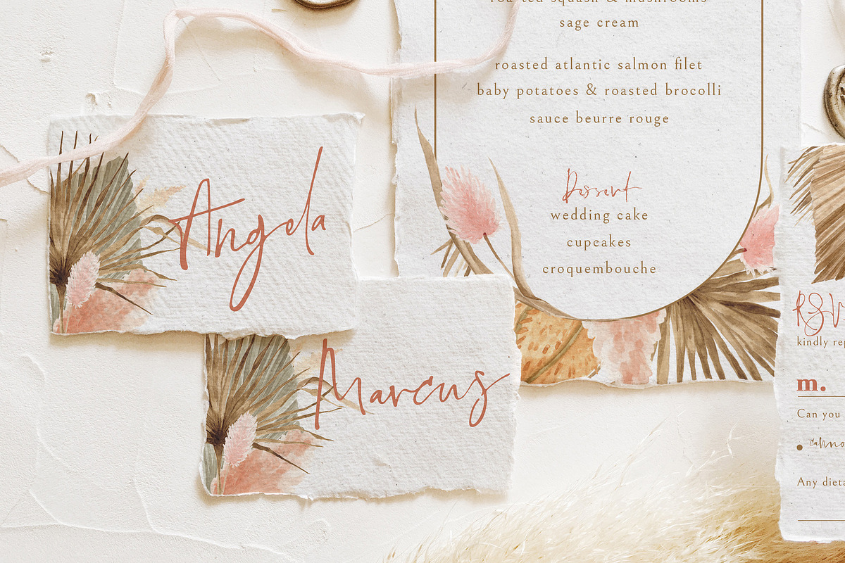 Bohemian Dried Foliage Wedding Suite, an Invitation Template by BlueRobinDesignShop (Photo 13 of 17)