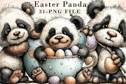 Whimsical Easter Panda Clipart, an Illustration by Libby Wishes (Thumbnail 1 of 8)