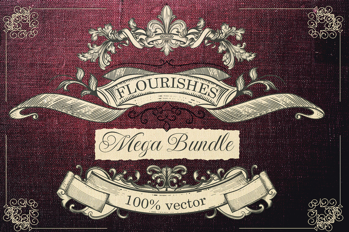 Bundle of vector vintage flourishes, an Object Graphic by FleurArt (Photo 1 of 19)