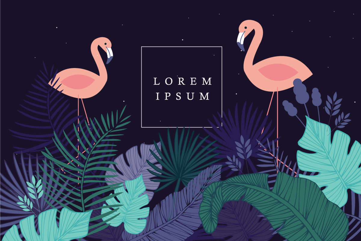 tropical/flamingo template vector, an Illustration by lyeyee