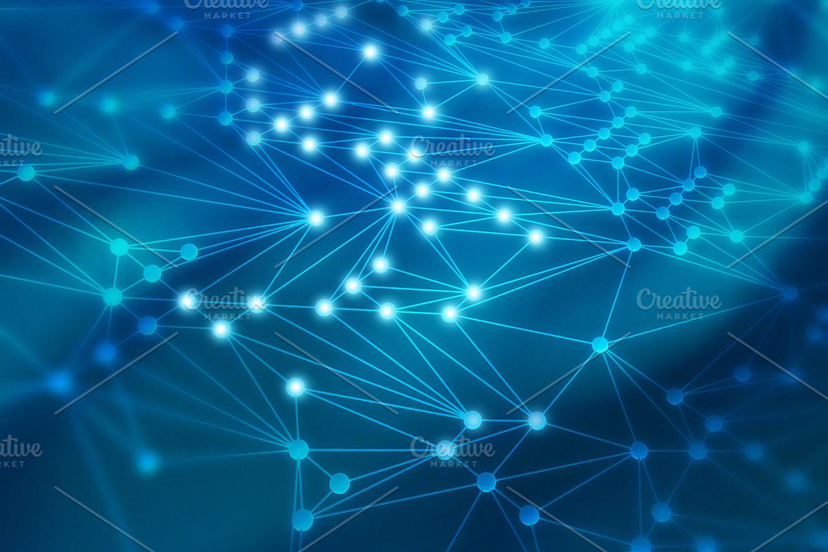 Connected lines background on blue background, social nets and network ...