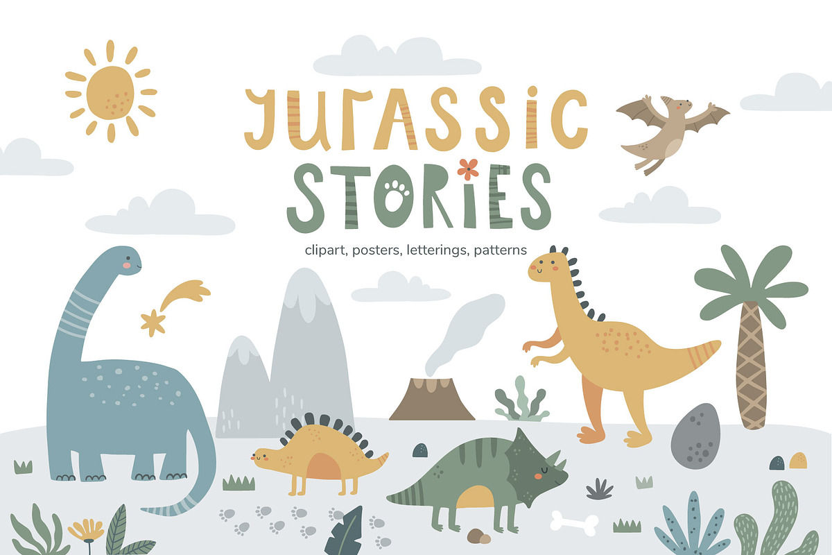 Jurassic Stories dinosaur clipart, an Illustration by Leysan Shayak (Photo 1 of 8)