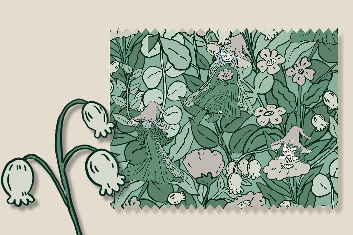 Green Camouflage Fairies Pattern, a Pattern Graphic by Lady Bruniere Design (Photo 4 of 14)