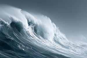 Powerful ocean waves crashing with, a Nature Photo by MistyDay