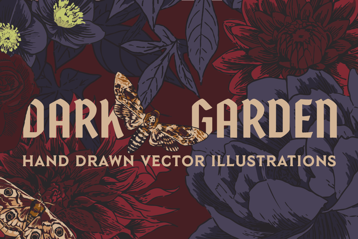 Dark Garden Floral Illustration Kit, a Seasonal Illustration by Instinct Design Co (Photo 1 of 2)