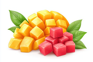 Mango with mango slices cubes with g, a Food & Drink Photo by Pixeness Studio